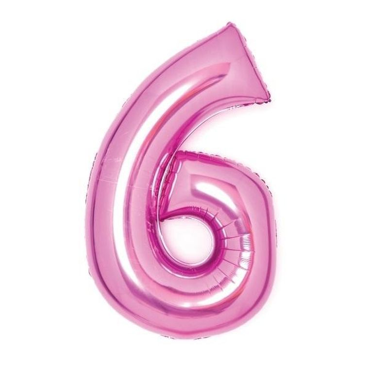 Amscan, balon foliowy, cyfra 6, różowa, 46-66 cm