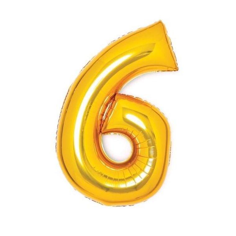 Amscan, balon foliowy cyfra 6, złota, 46-66 cm