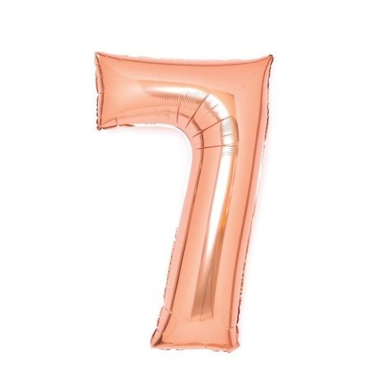 Amscan, balon foliowy, cyfra 7, różowe złoto, 45-66 cm
