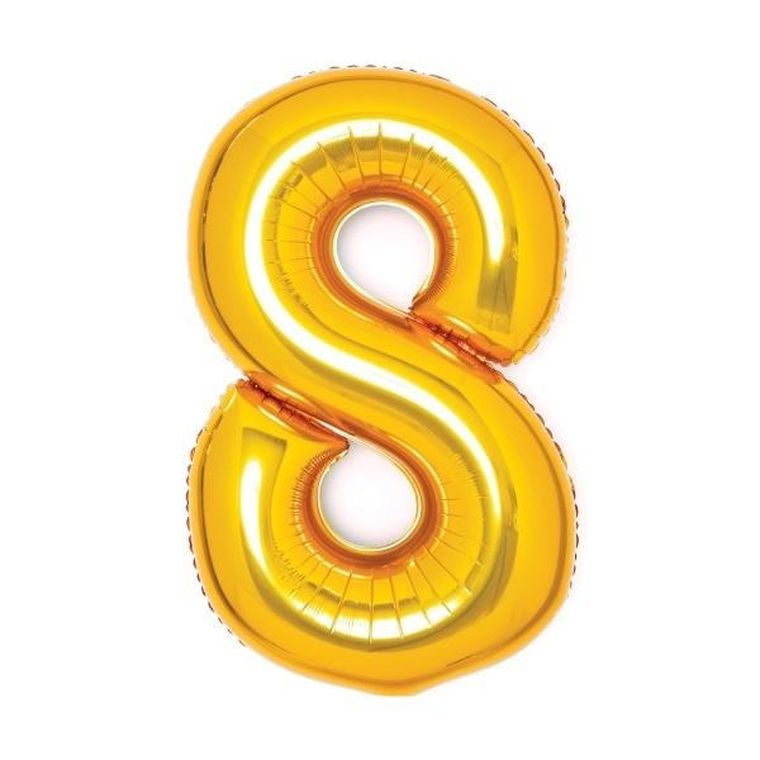 Amscan, balon foliowy cyfra 8, złota, 49-66 cm