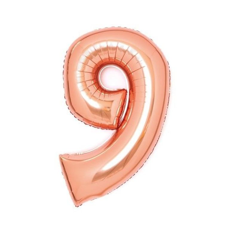 Amscan, balon foliowy cyfra 9, różowe złoto, 47-66 cm