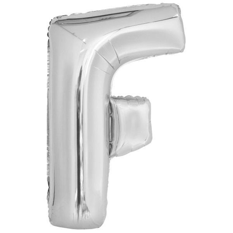 Amscan, balon foliowy litera F, srebrna, 54,5-86 cm