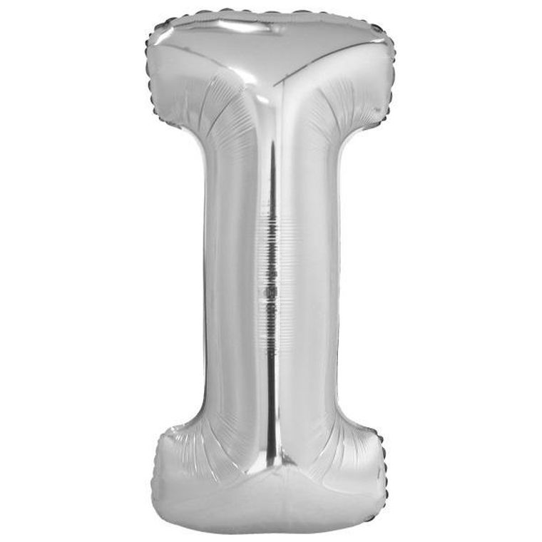 Amscan, balon foliowy litera I, srebrna, 40.5-86 cm