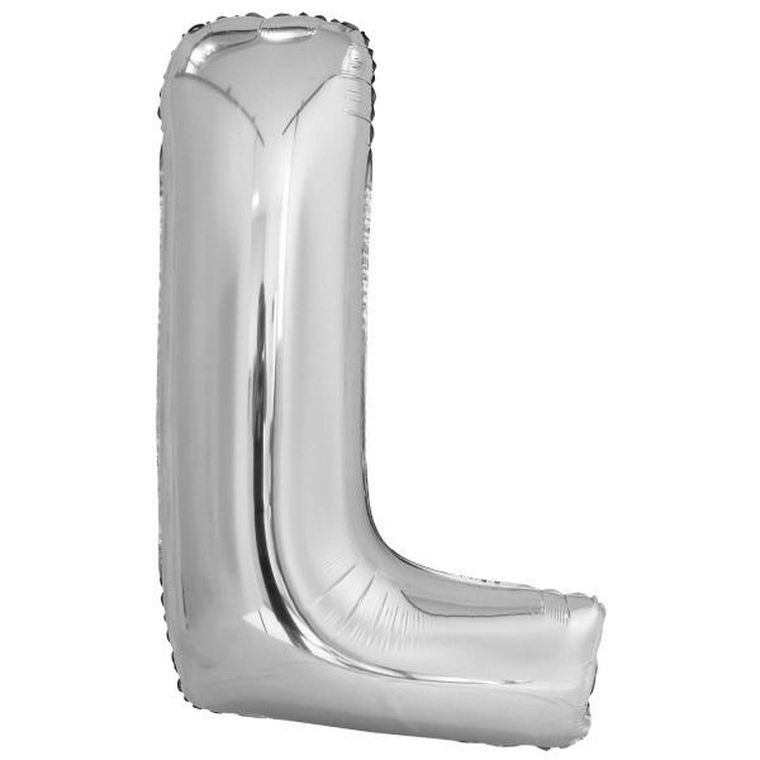 Amscan, balon foliowy litera L, srebrna, 56-86 cm