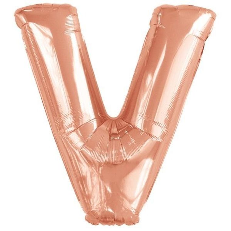 Amscan, balon foliowy litera V, różowe złoto, 78-86 cm