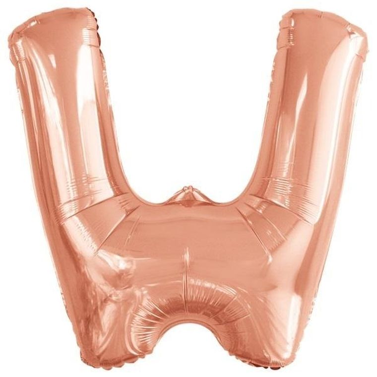 Amscan, balon foliowy litera W, różowe złoto, 79-86 cm