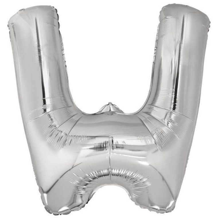 Amscan, balon foliowy litera W, srebrna, 79-86 cm