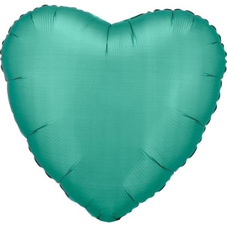 Amscan, balon foliowy Lustre, Jade Green, serce, 43 cm