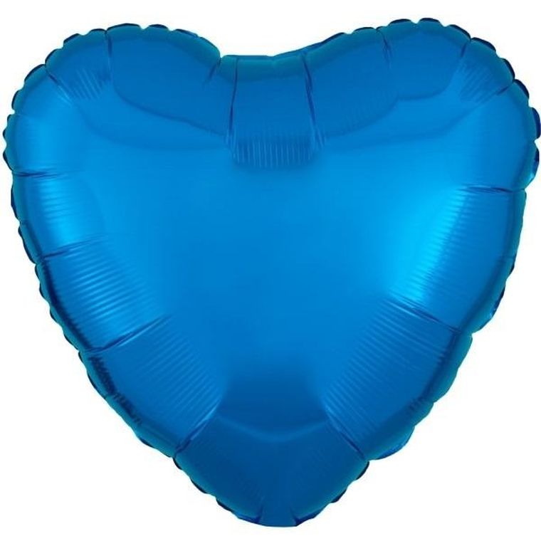 Amscan, balon foliowy metalik niebieski serce, 43 cm