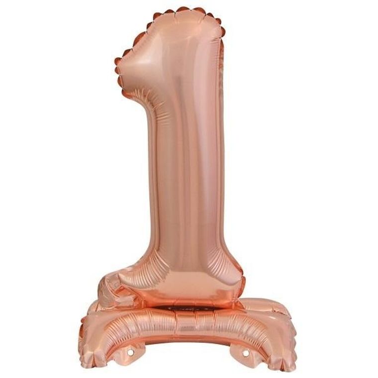 Amscan, balon foliowy mini cyfra 1 ze stopką, różowe złoto, 22-40 cm