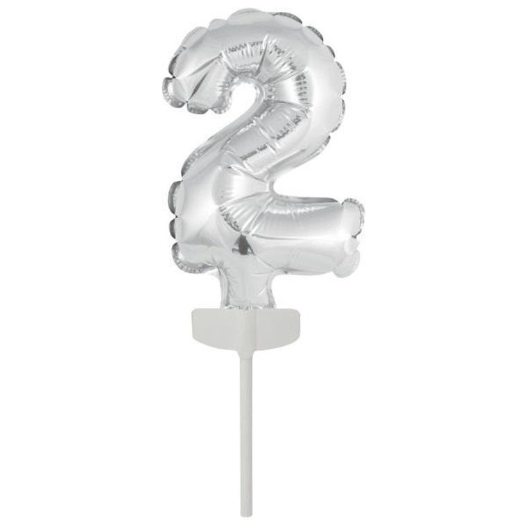 Amscan, balon foliowy mini cyfra 2, srebrna, 8-12 cm