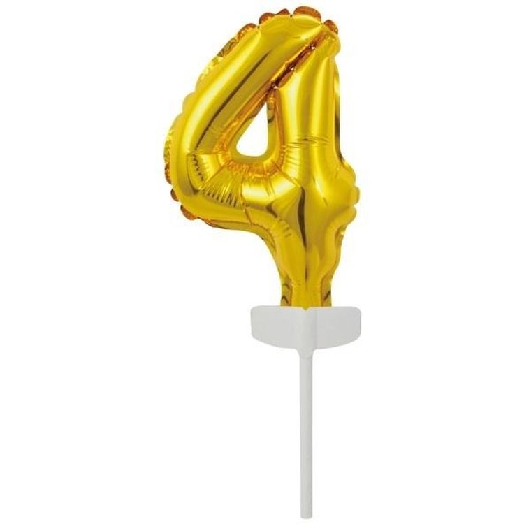 Amscan, balon foliowy mini cyfra 4, złota, 8-12 cm