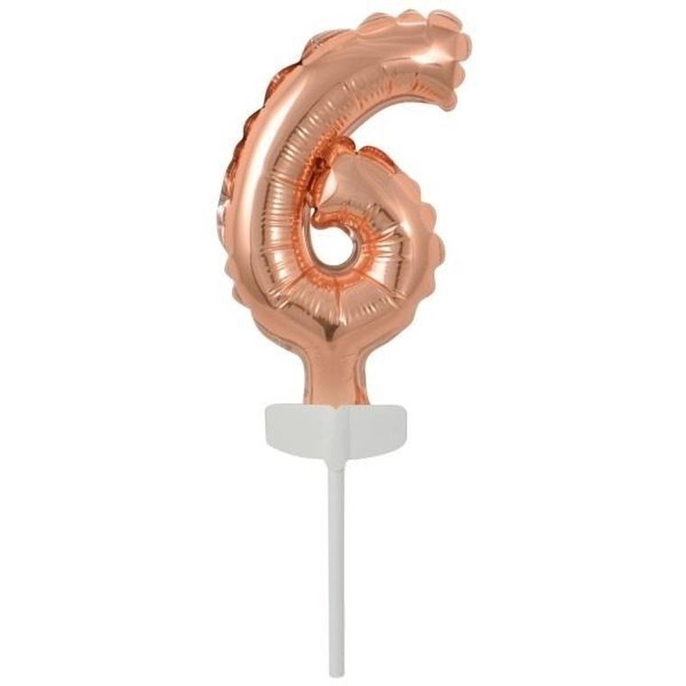 Amscan, balon foliowy mini cyfra 6, różowe złoto, 7-12 cm