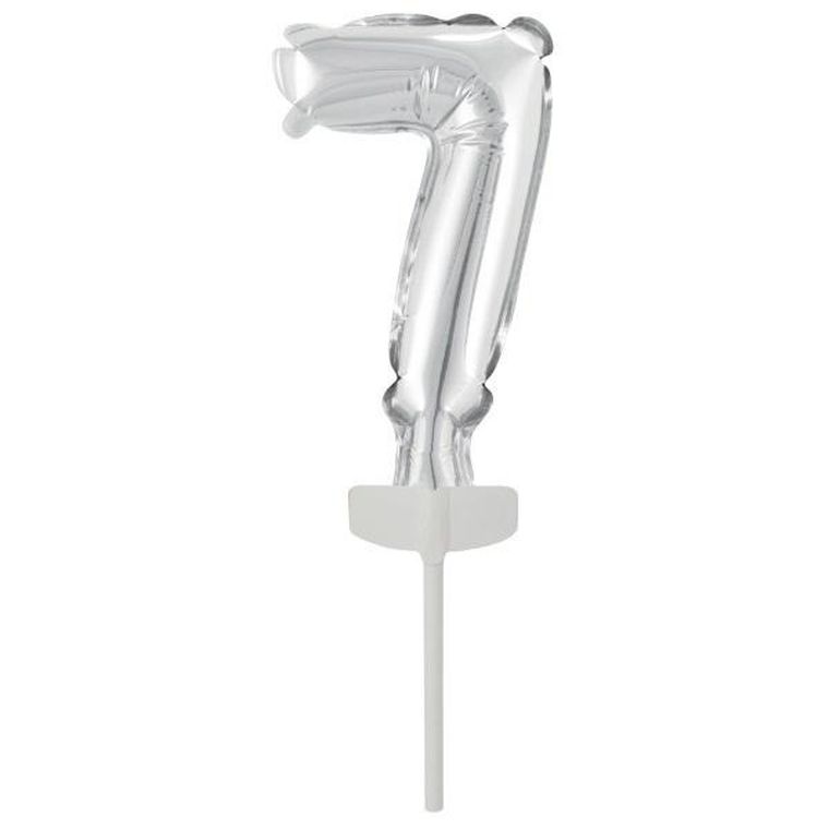 Amscan, balon foliowy, mini cyfra 7 srebrna, 7,5-12 cm