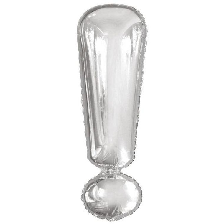 Amscan, balon foliowy znak ! srebrny, 28-86 cm