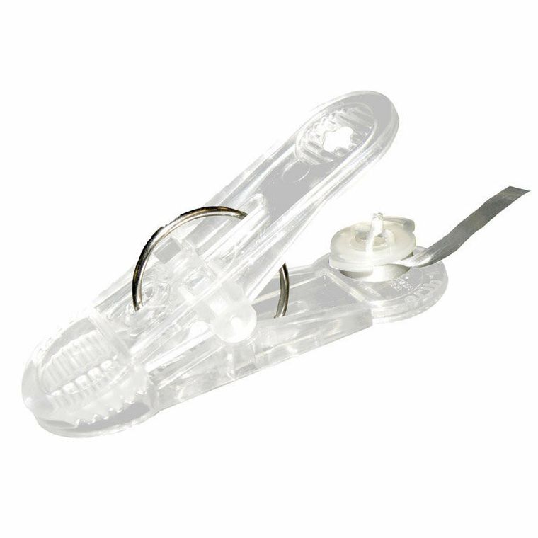 Amscan, klamerka do balonów z białą wstążką, 30g