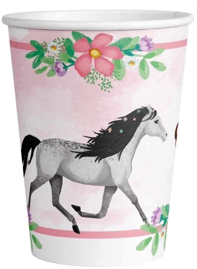 Amscan, kubki papierowe, koń, 250 ml, 8 szt.