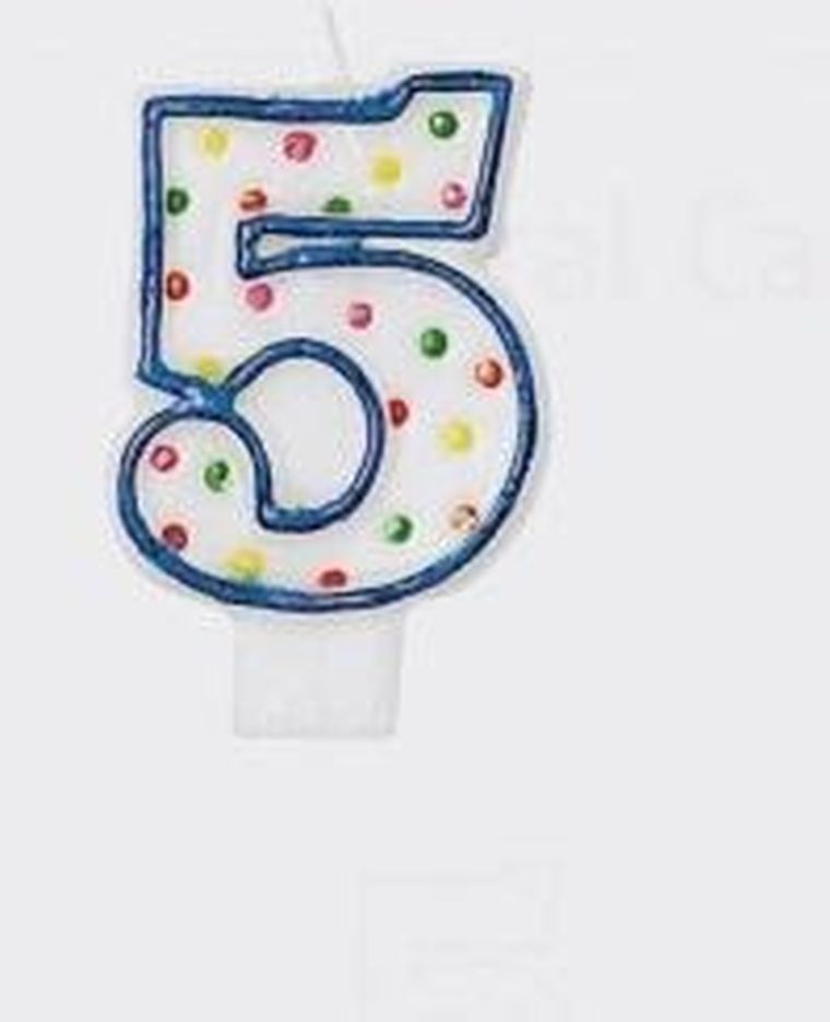 Amscan, świeczka 5, kropki, 7.6 cm