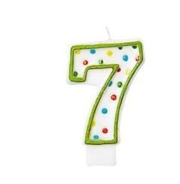 Amscan, świeczka 7, kropki, 7.6 cm