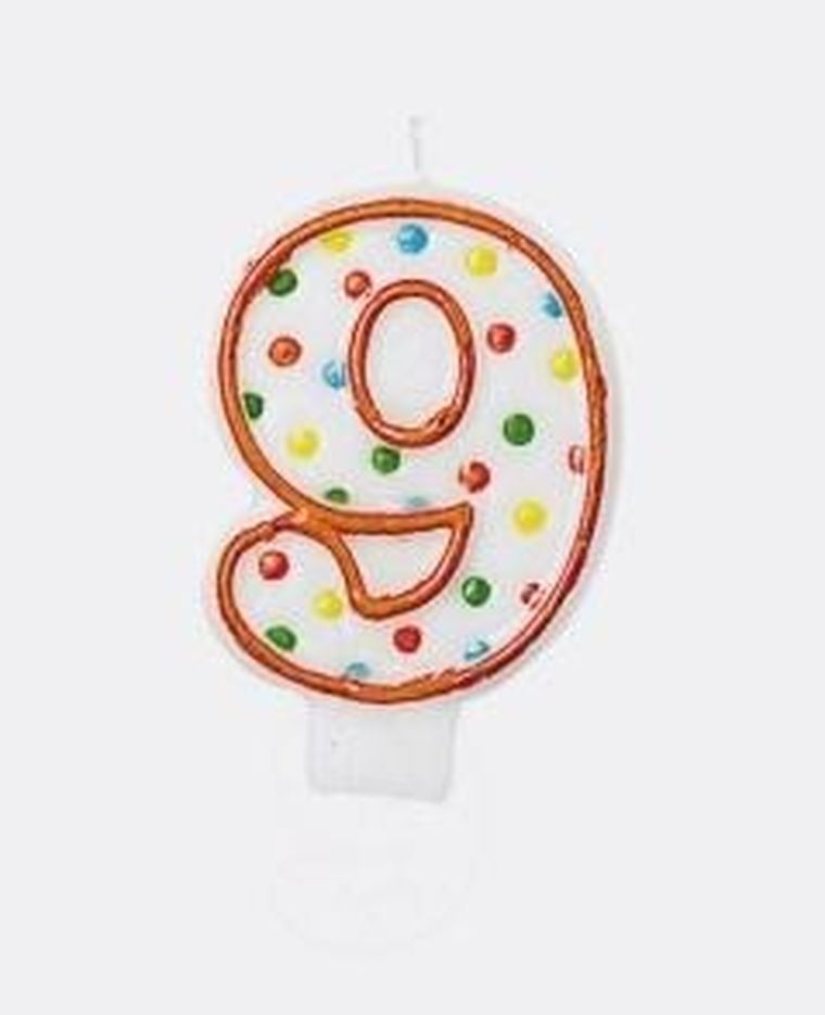 Amscan, świeczka 9, kropki, 7.6 cm