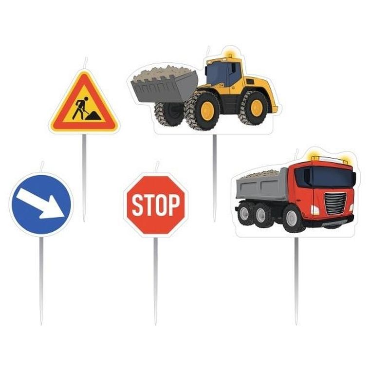 Amscan, świeczki figurki, Construction Party, 5 szt.