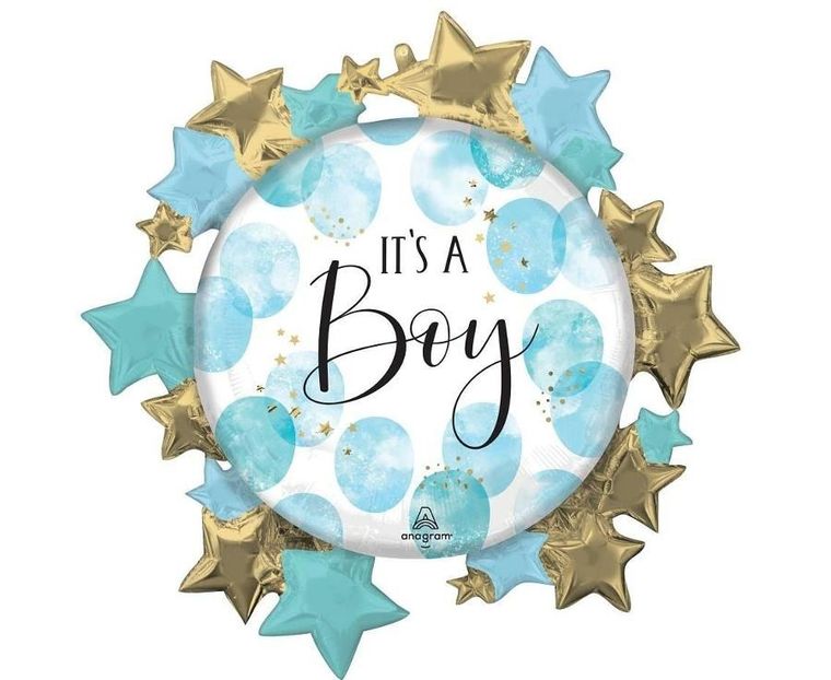 Anagram, balon foliowy, Baby Boy Blue Watercolor, 76-76 cm