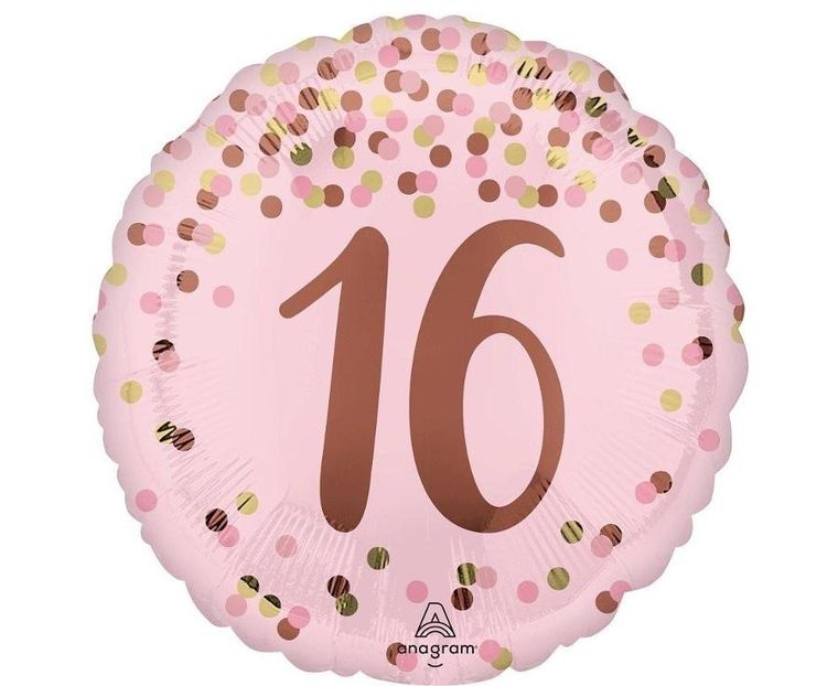 Anagram, balon foliowy, Pretty pink 16th Birthday, 46 cm