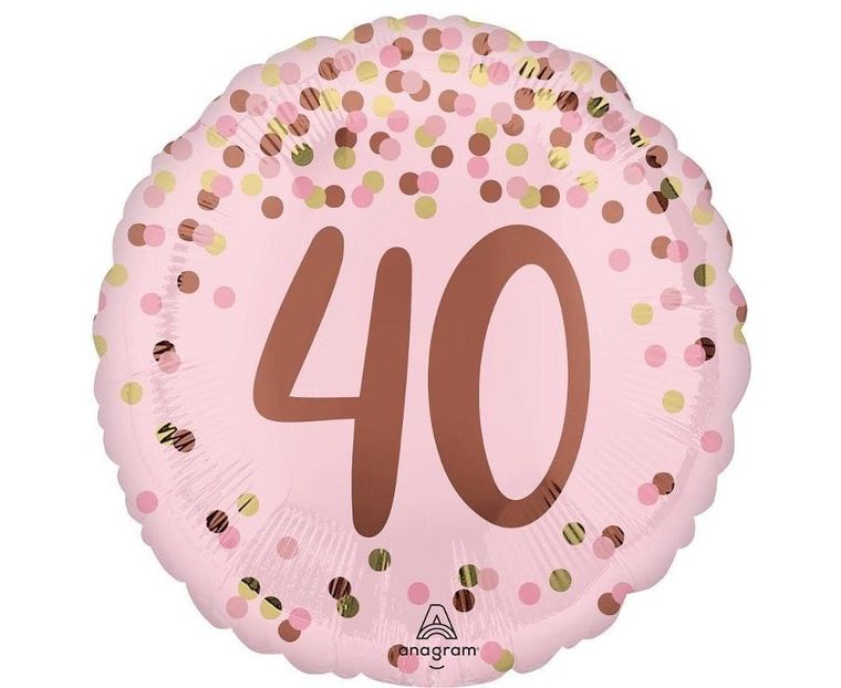 Anagram, balon foliowy, Pretty pink 40th Birthday, 46 cm
