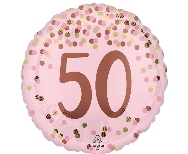Anagram, balon foliowy, Pretty pink 50th Birthday, 46 cm