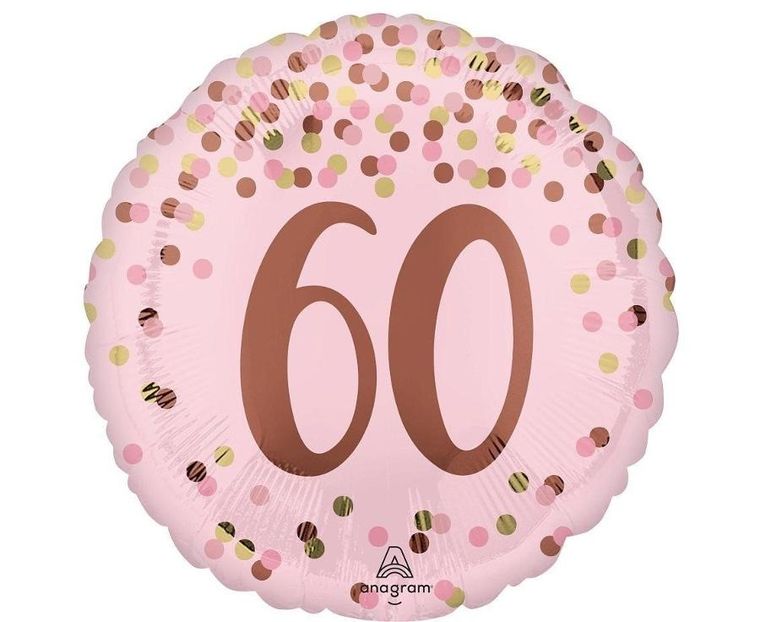 Anagram, balon foliowy, Pretty pink, 60th Birthday, 46 cm