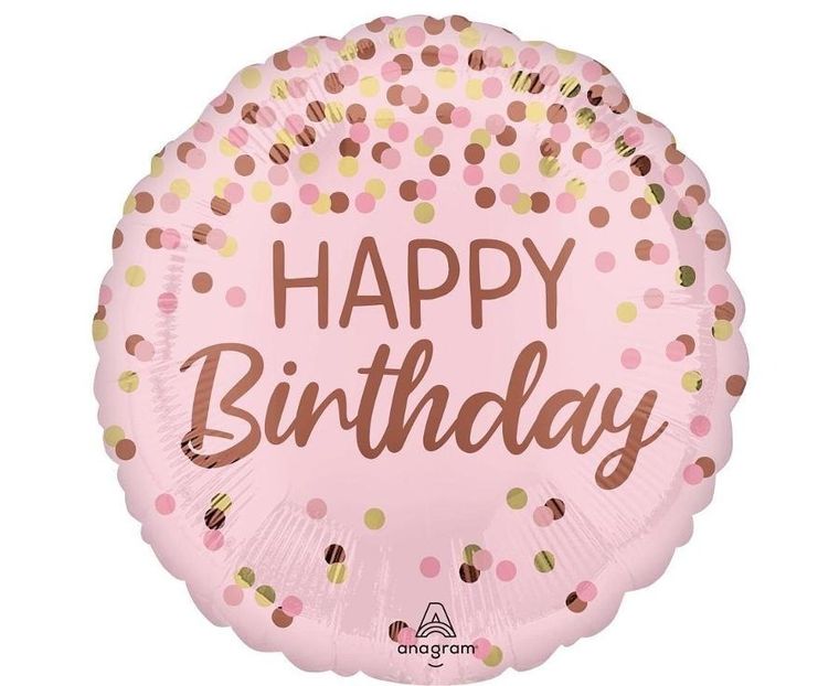 Anagram, balon foliowy, Pretty pink Happy Birthday, 46 cm