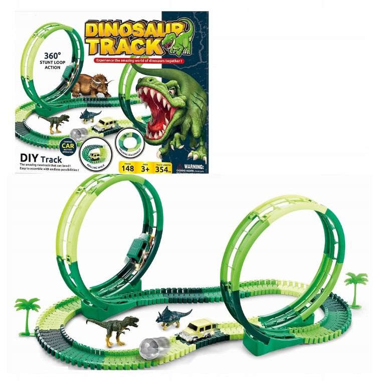 Anek dla Dzieci, dino tor wyścigowy z figurkami, 148 elementów