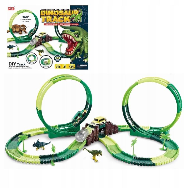 Anek dla Dzieci, dino tor wyścigowy z figurkami, 218 elementów