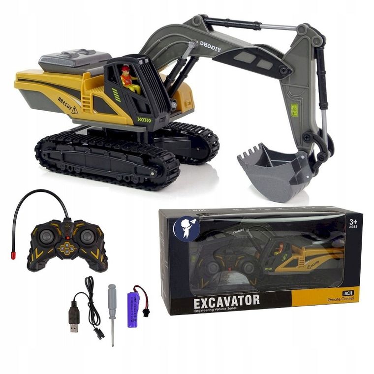 Anek dla Dzieci, koparka, pojazd budowalny zdalnie sterowany
