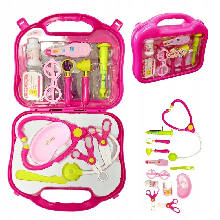Anek dla Dzieci, zestaw lekarski w walizce, różowy