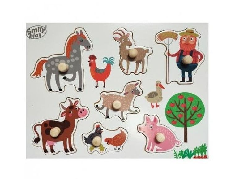 Anek, Zwierzęta na wsi, układanka drewniana, 7 elementów