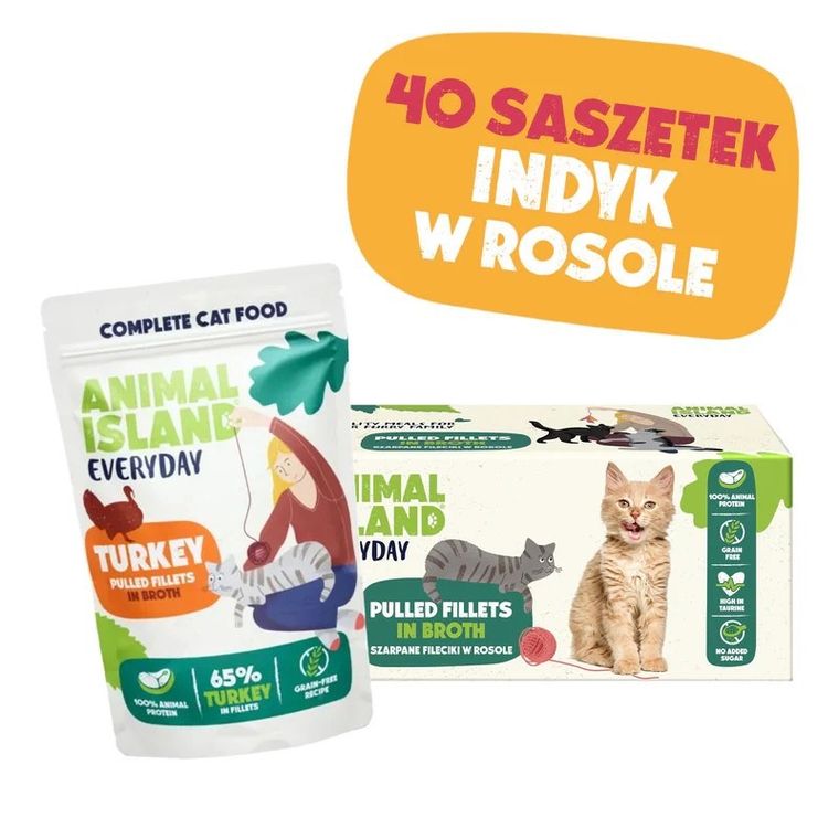 Animal Island, indyk w rosole, karma mokra dla kota, 85g, 40 szt.