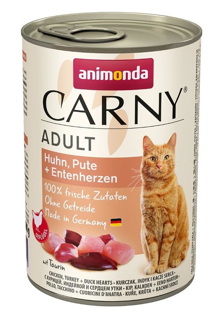 Animonda, Carny Adult, karma mokra dla kota, kurczak, indyk, kacze serca, 400g