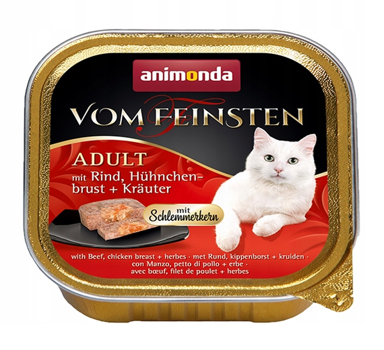 Animonda, Vom Feinsten, karma dla dorosłych kotów, wołowina, pierś z kurczaka, zioła, 100g