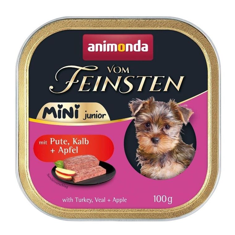 Animonda, Vom Feinsten, Mini Junior, indyk z cielęciną i jabłkiem, mokra karma dla psa, 100g