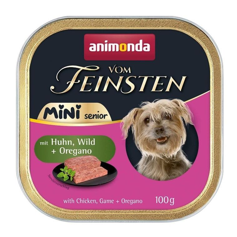 Animonda, Vom Feinsten, Mini Senior, kurczak z sarniną i oregano, mokra karma dla psa, 100g