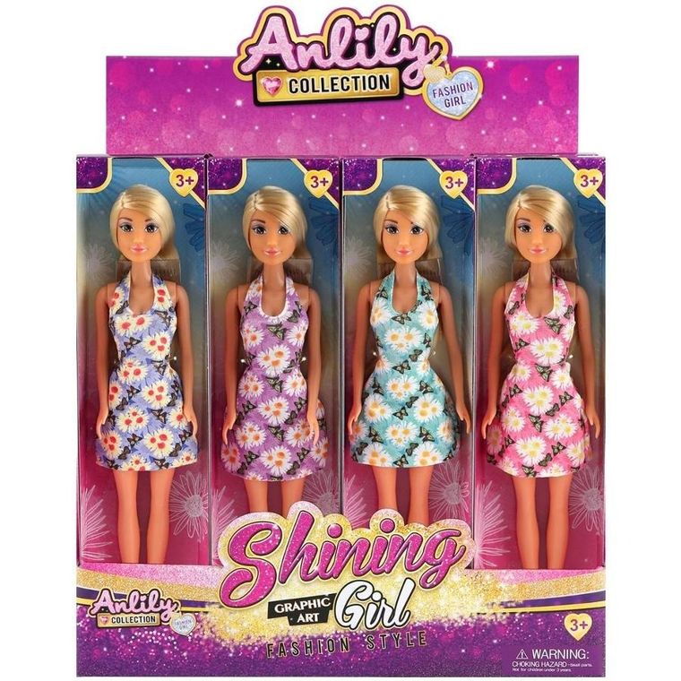 Anlily, lalka w sukience kwiaty, 1 szt.