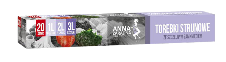 Anna Zaradna, torebki strunowe, mix 1l, 2l, 3l, 20 szt.