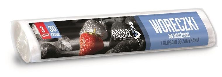 Anna Zaradna, woreczki na mrożonki z klipsami do zamykania, 3l, 30 szt.