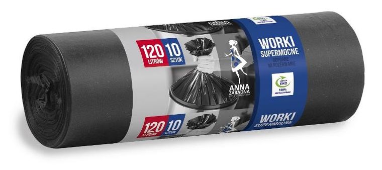 Anna Zaradna, worki na śmieci, supermocne, 120l, 10 szt.