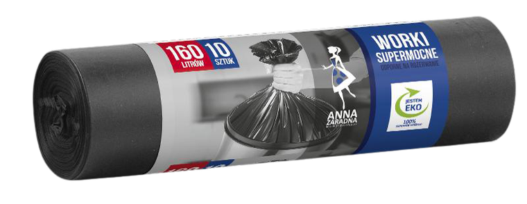 Anna Zaradna, worki na śmieci, supermocne, 160l, 10 szt., czarne