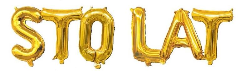 Antella, balon foliowy, zestaw liter Sto Lat, złote, 6 szt.