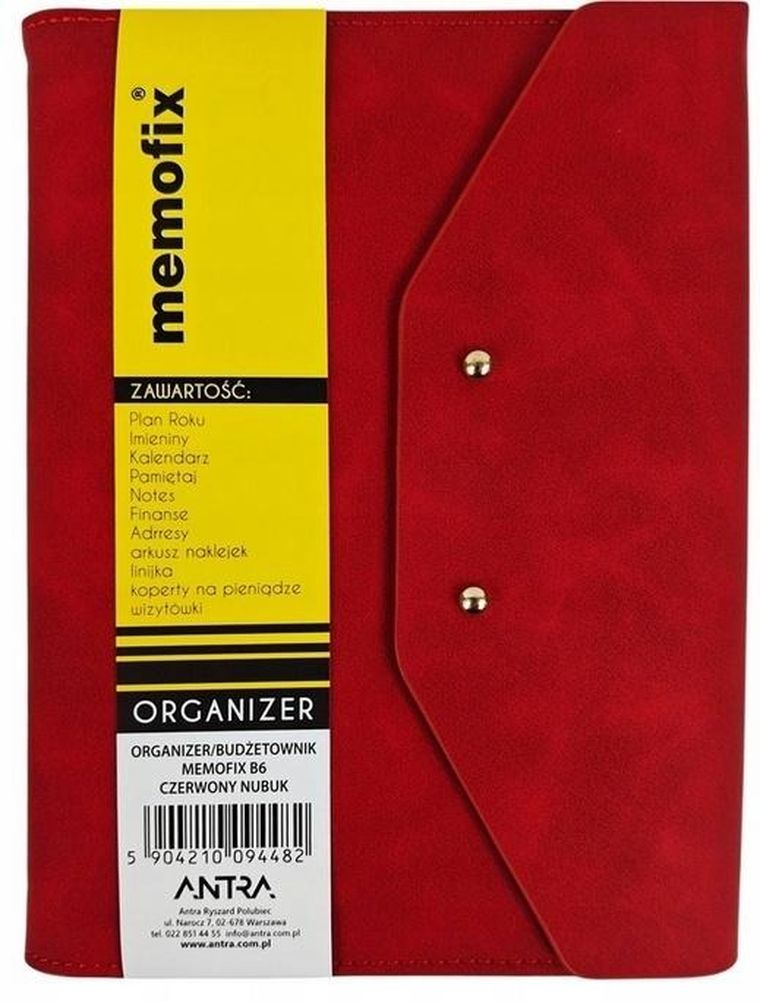 Antra, Memofix, organizer B6, nubuk czerwony