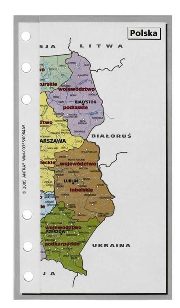 Antra, wkład do organizera A5, mapa Polski