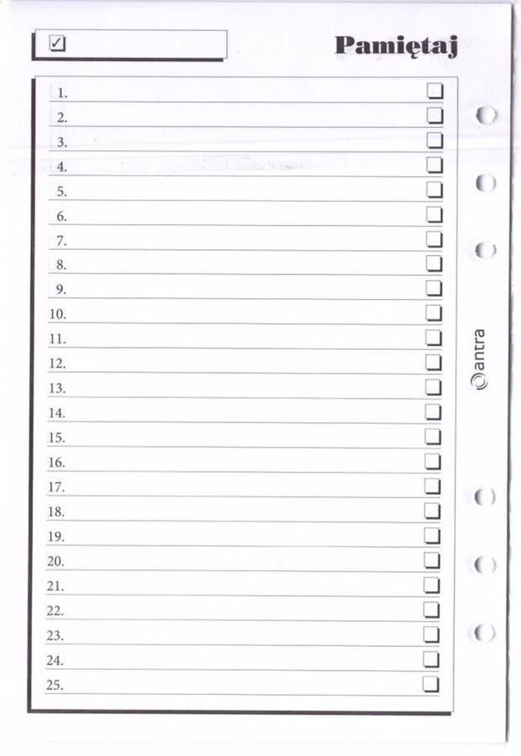 Antra, wkład do organizera A5, pamiętaj